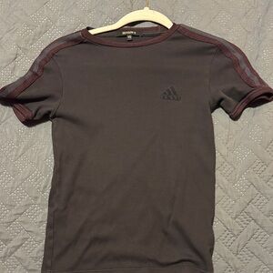 adidas Men's Short Sleeve Crew Tee — Black with Maroon Trim
